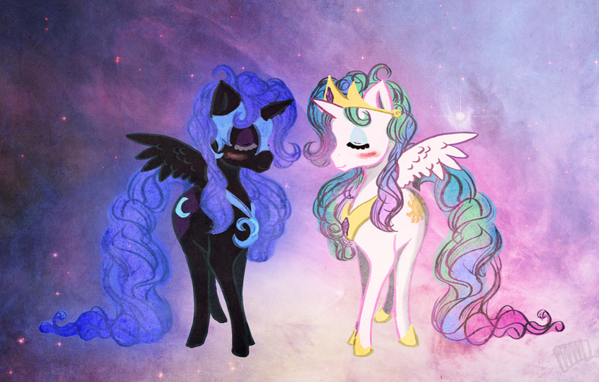 alicorn cutie_mark equine female feral friendship_is_magic horn horse mammal my_little_pony nightmare_moon_(mlp) pony princess_celestia_(mlp) princess_luna_(mlp) winged_unicorn wings