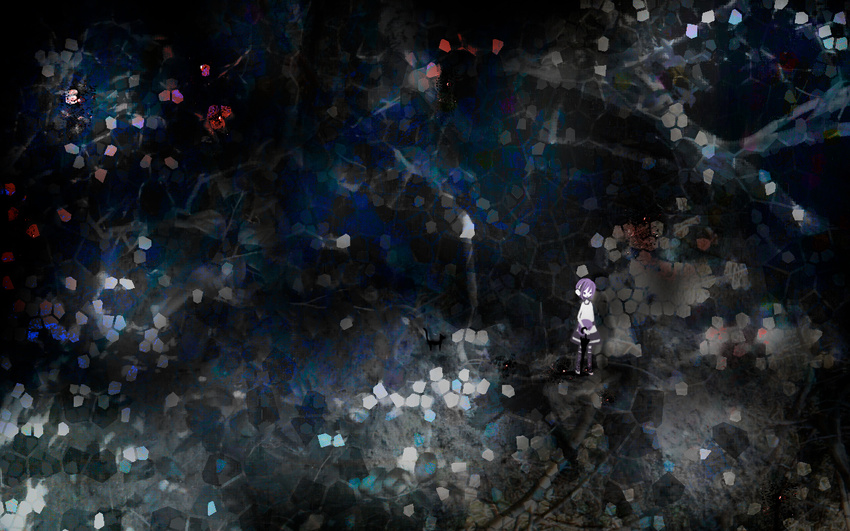 abstract blue_hair cat night solo toai utane_uta utau