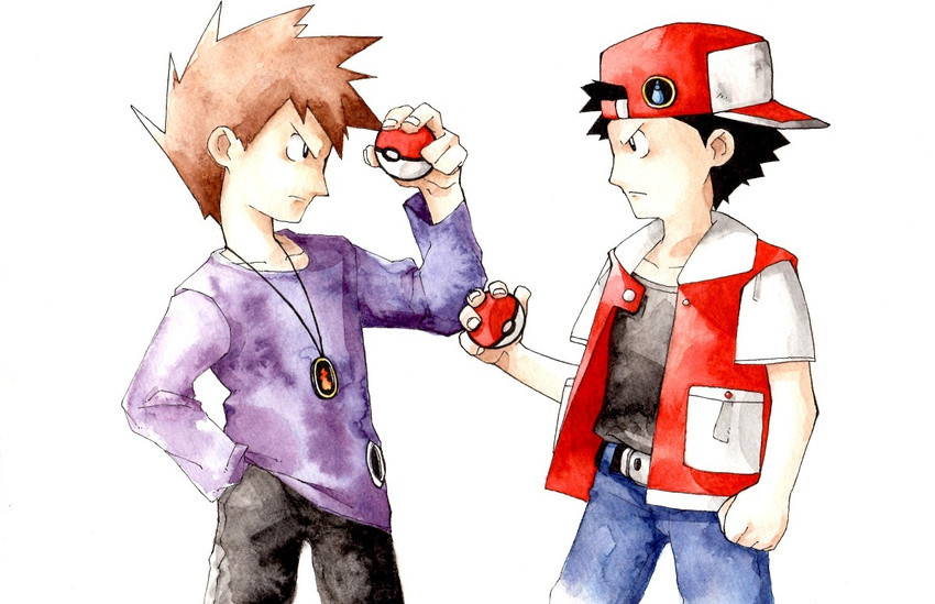 donnpati multiple_boys ookido_green pokemon pokemon_(game) pokemon_rgby red_(pokemon) red_(pokemon_rgby) sugimori_ken_(style)