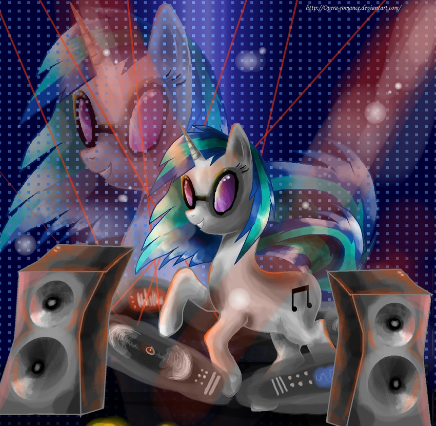 dj_booth equine female feral friendship_is_magic horn horse mammal my_little_pony opera_romance pony solo unicorn vinyl_scratch_(mlp)