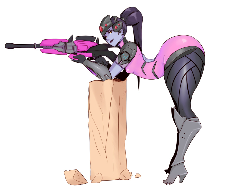 ass bent_over gun hips huge_ass legs overwatch sunnysundown thick_thighs thighs weapon wide_hips widowmaker_(overwatch)