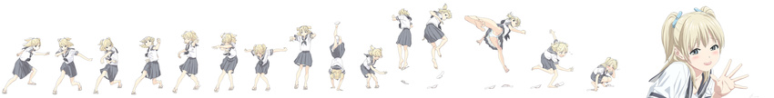 absurdres blonde_hair highres hiro_(dismaless) long_image original sandals school_uniform serafuku skirt wide_image