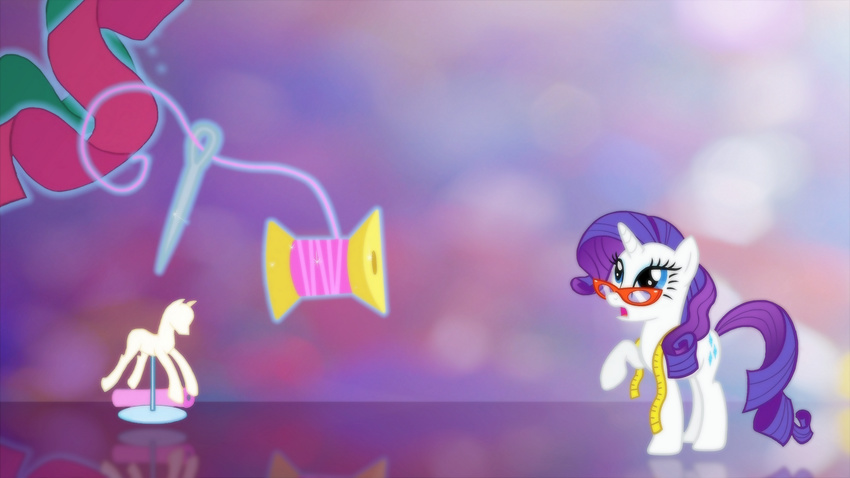 background cutie_mark equine eyeshadow female feral friendship_is_magic fur horn horse makeup mammal my_little_pony needle pony purple_background rarity_(mlp) ribbons solo thread unicorn unknown_artist wallpaper white_fur widescreen
