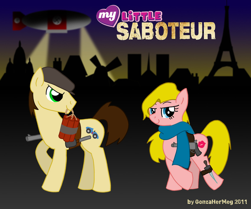 airship blimp crossover dynamite equine female friendship_is_magic gonzahermeg gun horse knife male mammal my_little_pony ponification pony ranged_weapon saboteur sean_devlin swastika the_saboteur weapon