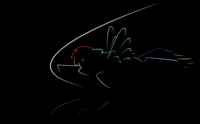 16:10 abstract_background black_background equine female feral friendship_is_magic mammal minimalist my_little_pony pegasus plain_background rainbow_dash_(mlp) silhouette solo unknown_artist wallpaper widescreen wings