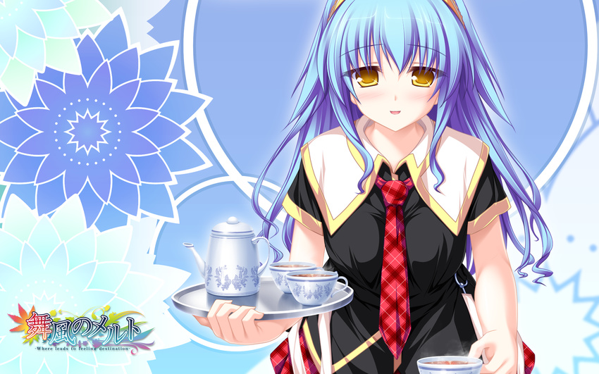 blue_hair hiiragi_tsukino maikaze_no_melt seifuku tenmaso tie yellow_eyes