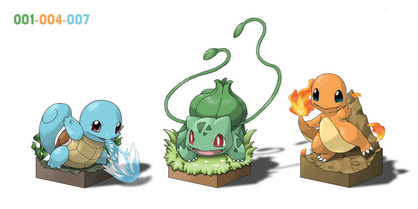 blue_eyes bulbasaur charmander ditb fire nintendo plain_background pok&#233;mon pok&eacute;mon purple_eyes red_eyes squirtle tentacles video_games water white_background