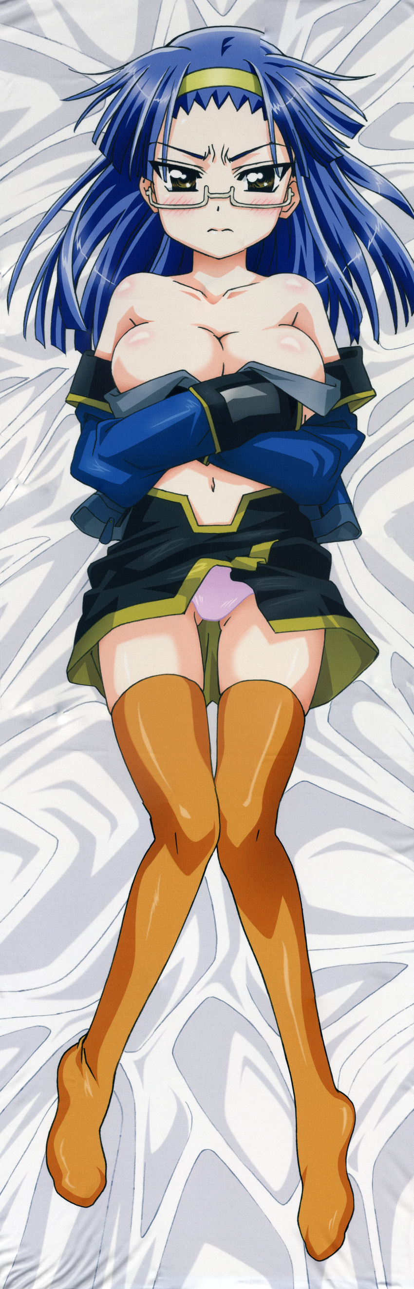 aresta_blanket cleavage dakimakura fight_ippatsu!_juuden-chan!! fixme megane pantsu thighhighs watanabe_atsuko