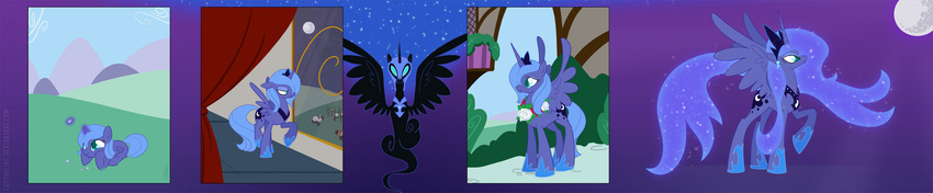 age_progression alicorn armor blue_eyes blue_hair comic crown cute egophiliac equine female friendship_is_magic hair hasbro horn horse moon my_little_pony nightmare_moon_(mlp) pegacorn pony princess_luna_(mlp) young