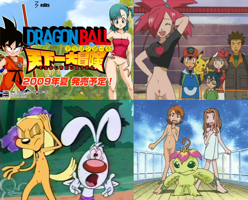 3pac ash_ketchum brandy_and_mr_whiskers brandy_harrington brock bulma_briefs crossover digimon dragon_ball flakisimo flannery max may mimi_tachikawa mr._whiskers palmon pikachu pokemon son_goku sora_takenouchi