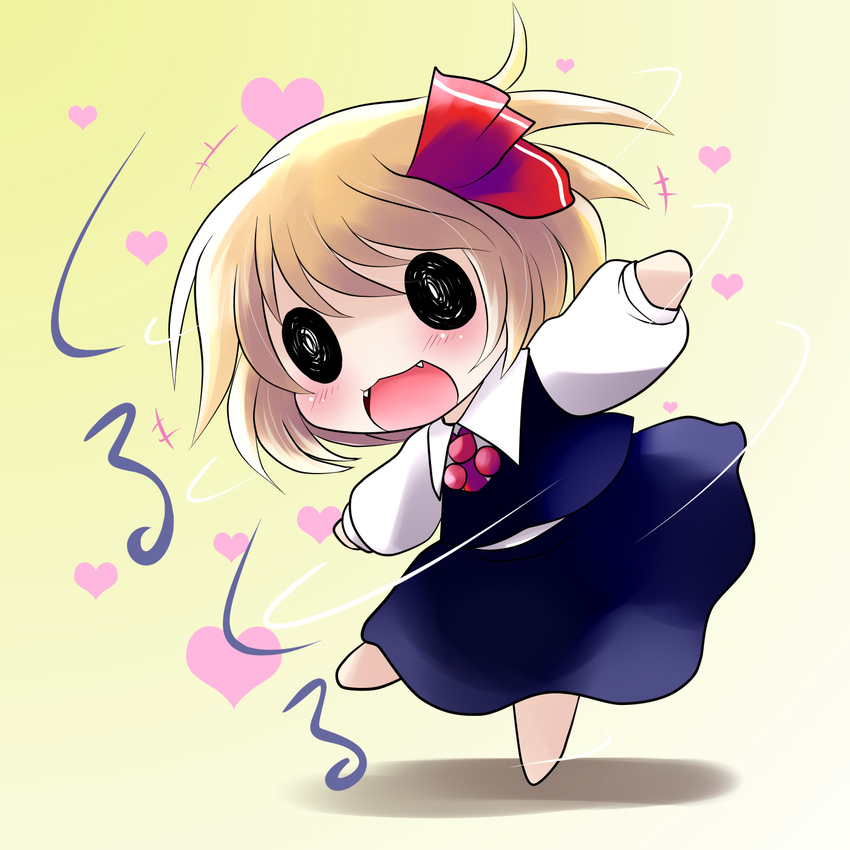 :3 blonde_hair chibi fangs heart highres o_o outstretched_arms rumia solo spinning spread_arms touhou yume_shokunin