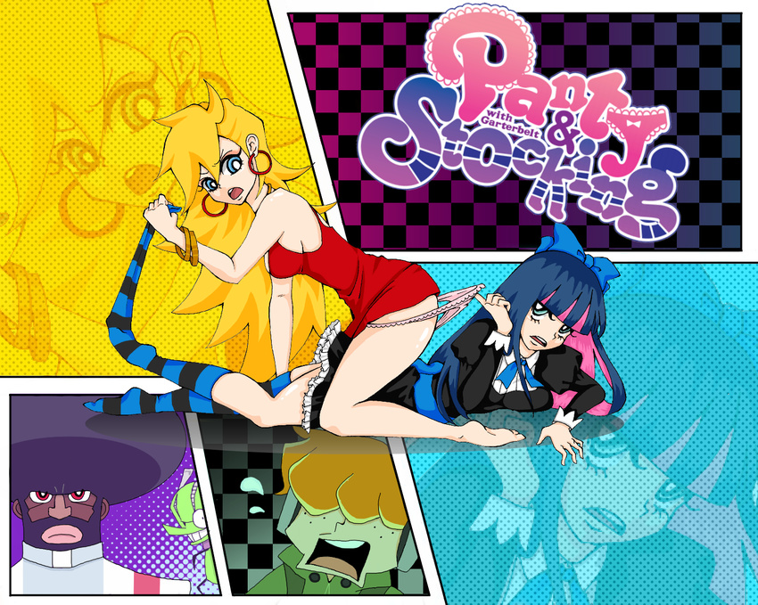 artist_request brief_(character) brief_(psg) chuck chuck_(psg) dress garterbelt_(character) garterbelt_(psg) goth gothic highres panties panty_&amp;_stocking_with_garterbelt panty_(character) panty_(psg) stocking_(character) stocking_(psg) underwear