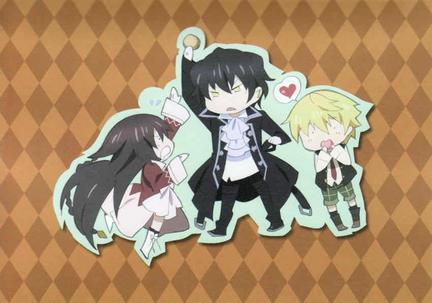 alice_(pandora_hearts) blonde_hair food gilbert_nightray heart highres long_hair oz_vessalius pandora_hearts yellow_eyes