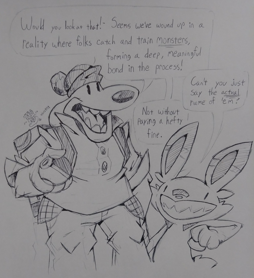 alternate_species canid canine canis domestic_dog duo english_text lagomorph male mammal max_(sam_&amp;_max) monochrome nintendo pok&eacute;ball pok&eacute;mon pok&eacute;mon_(species) sam_&amp;_max sam_(sam_&amp;_max) scorbunny text unknown_artist video_games