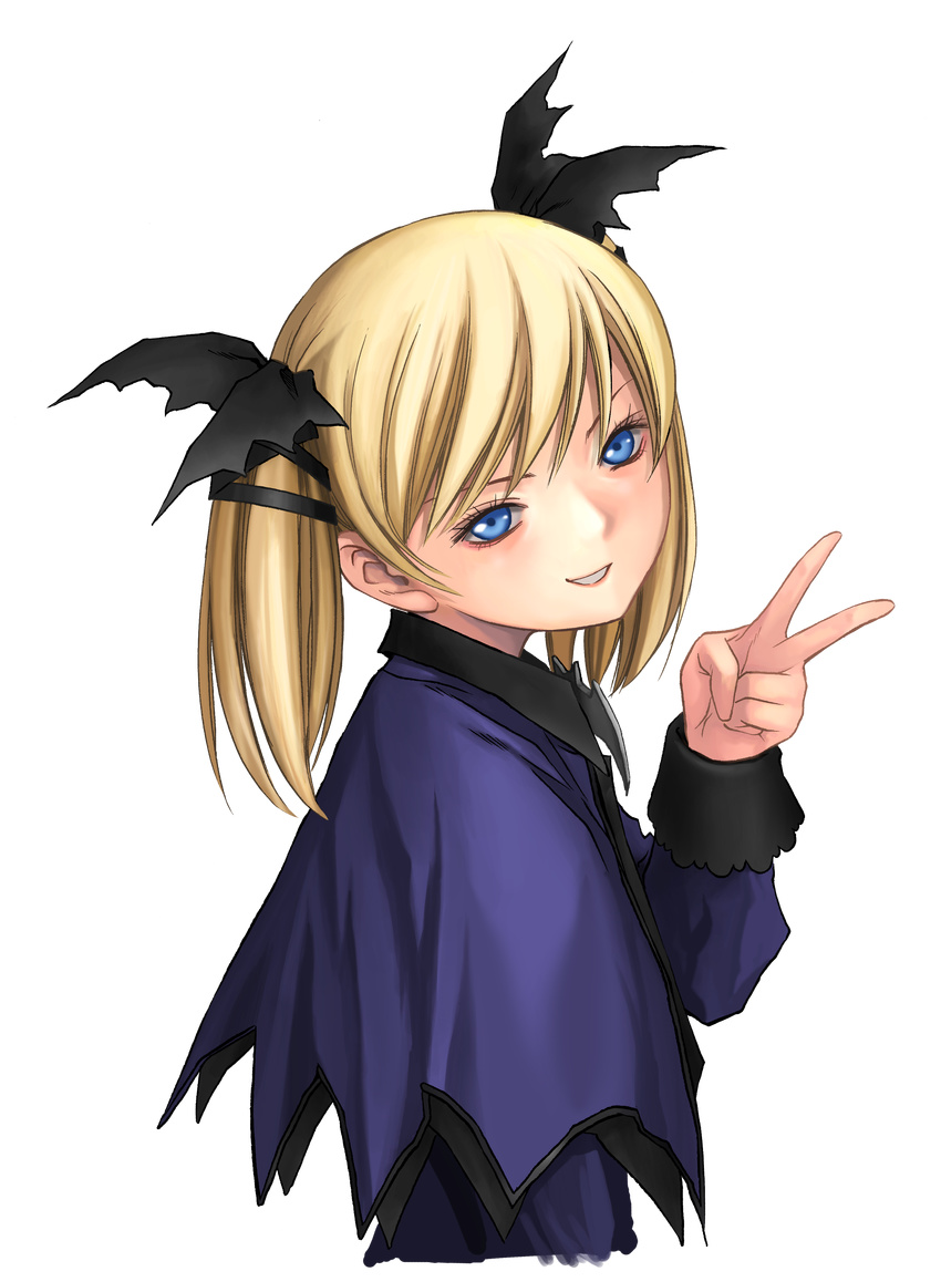 absurdres bat_wings blonde_hair blue_eyes casper_(deathsmiles) deathsmiles dress head_wings highres inoue_jun'ya official_art solo transparent_background twintails wings