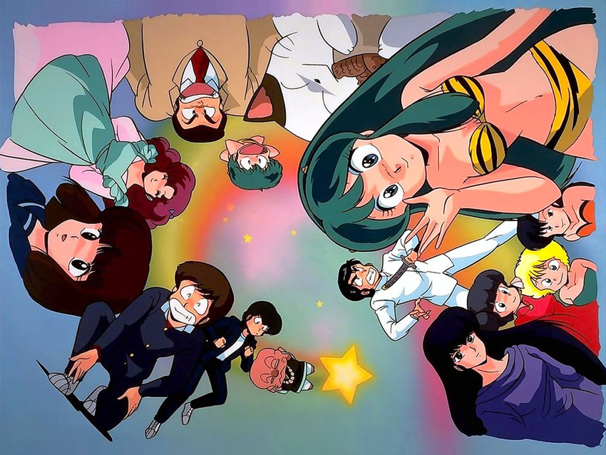 bikini fujinami_ryuunosuke ginger_(urusei_yatsura) green_hair horns kotatsu-neko kotatsu_neko legs long_hair lum mendou_shuutarou miyake_shinobu moroboshi_ataru oni onsen-mark pepper_(urusei_yatsura) ran_(urusei_yatsura) sakura_(urusei_yatsura) sakuranbou sugar_(urusei_yatsura) swimsuit ten_(urusei_yatsura) urusei_yatsura