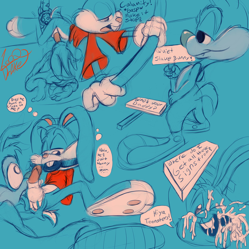 buster_bunny calamity_coyote gay lagomorph male mammal rabbit tiny_toon_adventures tiny_toons tooney_series unknown_artist warner_brothers