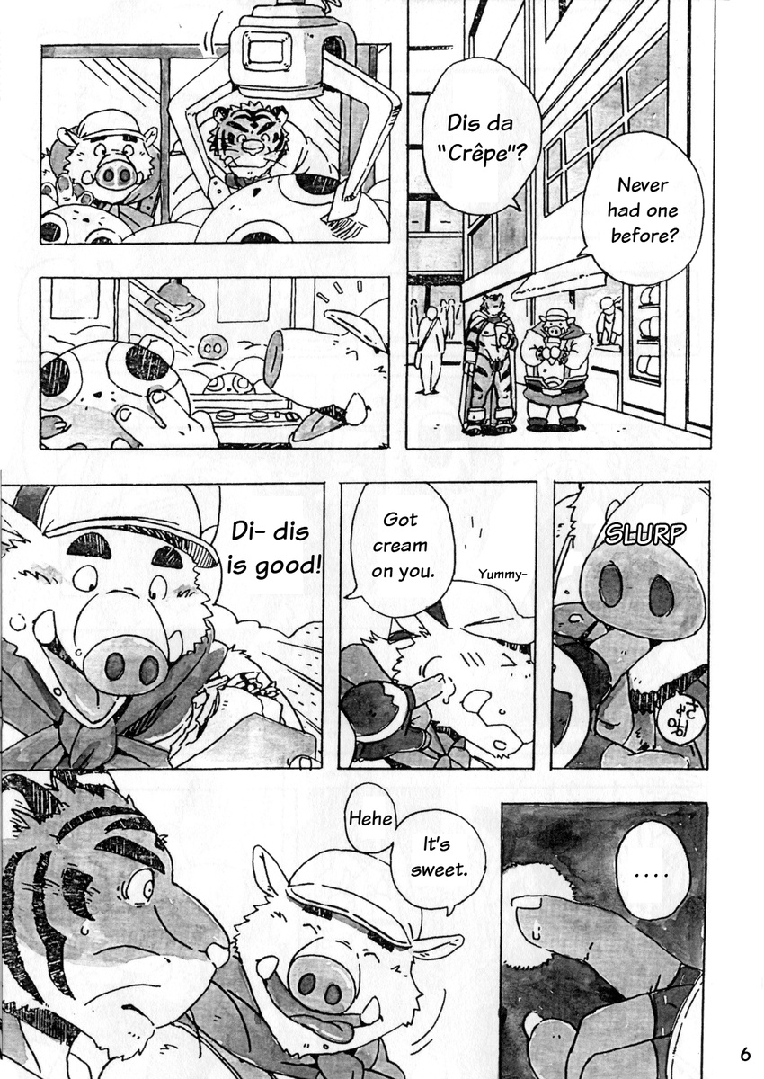 build_tiger build_tiger_(character) comic feline gamma-g gay greyscale male mammal manga monochrome muscles overweight pig porcine sergeant_frog tiger translated