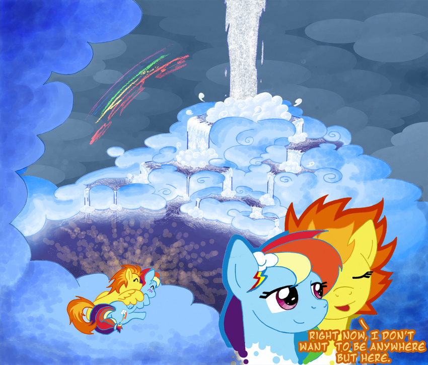 blush cutie_mark dashfire equine feather-chan female feral fim friendship_is_magic fur hasbro horse lesbian mammal my_little_pony pegasus pony rainbow_dash_(mlp) romantic ship spitfire_(mlp) water waterfall wings wonderbolts_(mlp)