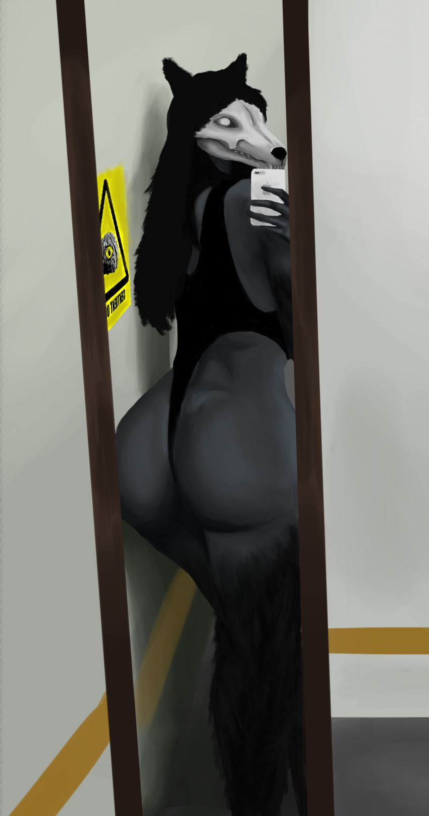 anthro butt canine creepy fangs female foundation fur humanoid mal0 mamal mammal monster monstrous scp-1471 scp_foundation skull solo standing tikva wide_hips