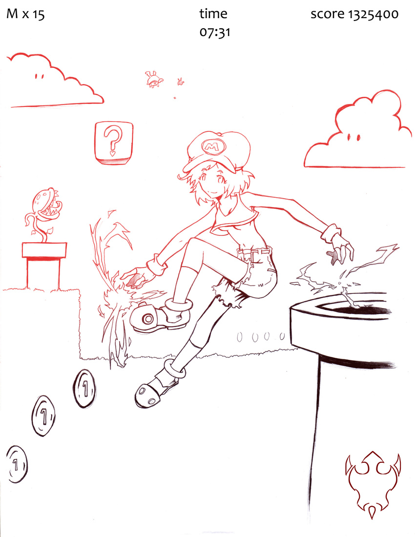 brick coin genderswap hat loli mario pipe short_hair turtle