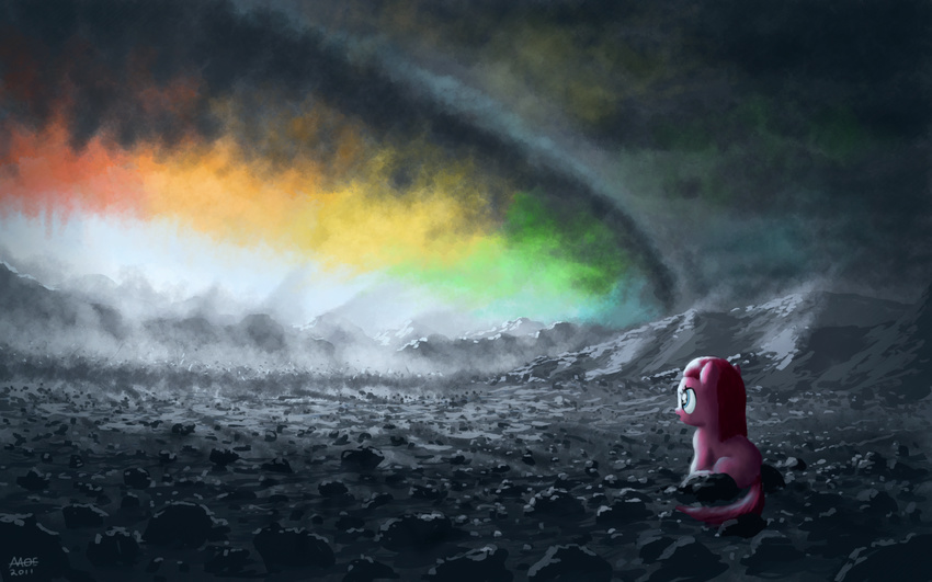 2011 amazing amazing_background cub equine female feral friendship_is_magic fur hair hasbro horse mammal moe my_little_pony outside pink_body pink_fur pink_hair pinkamena_(mlp) pinkamena_diane_pie_(mlp) pinkie_pie_(mlp) pony rainbow scenery signature sitting solo sonic_rainboom straight_hair wallpaper widescreen young