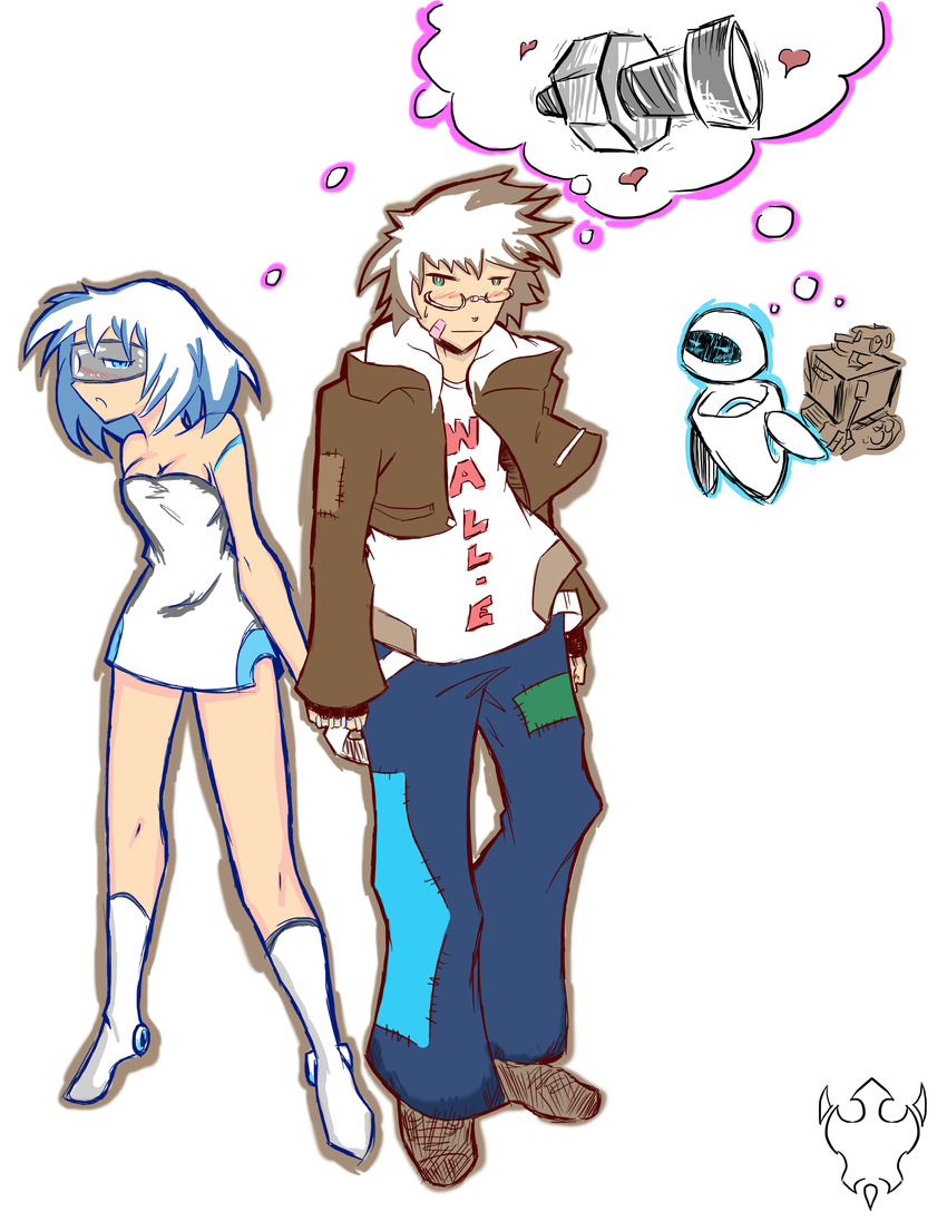 couple eve glasses hand_holding loli machines personification robots screwing wall-e white_hair