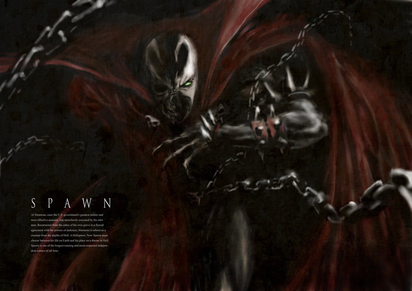 cape chains claw claws dark demon hellspawn highres skeleton spawn specter