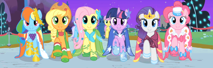 applejack_(mlp) blue_body blue_eyes blue_fur boots cape dress equine female feral fluttershy_(mlp) friendship_is_magic fur gif green_freckles hair hasbro horn horse long_hair loop mammal marching my_little_pony orange_body pegasus pink_body pink_fur pink_hair pinkie_pie_(mlp) pony purple_hair rainbow_dash_(mlp) rarity_(mlp) shoes short_hair smile twilight_sparkle_(mlp) two_tone_hair unicorn unknown_artist white_body wings yellow_body