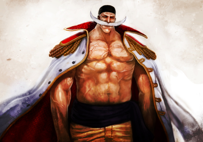bandana edward_newgate facial_hair grin highres lack male_focus manly muscle mustache one_piece scar shirtless smile solo