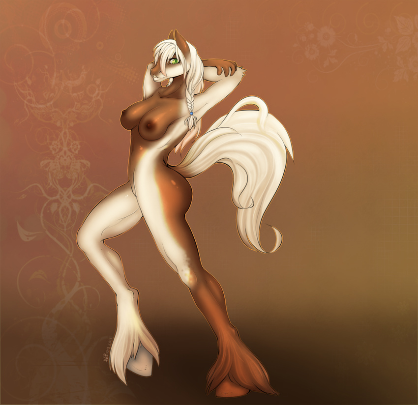 2011 adiago arms_behind_head breasts equine female horse nude solo