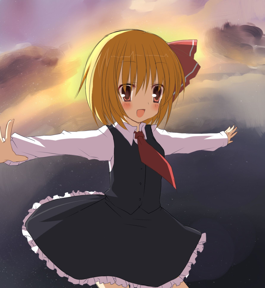 bad_id bad_pixiv_id blonde_hair fujishiro_emyu hair_ribbon highres necktie red_eyes ribbon rumia solo touhou