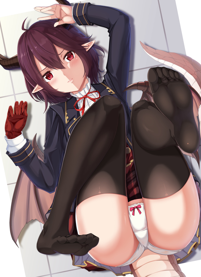 gatari grea_(shingeki_no_bahamut) horns pantsu pointy_ears shingeki_no_bahamut tagme tail thighhighs