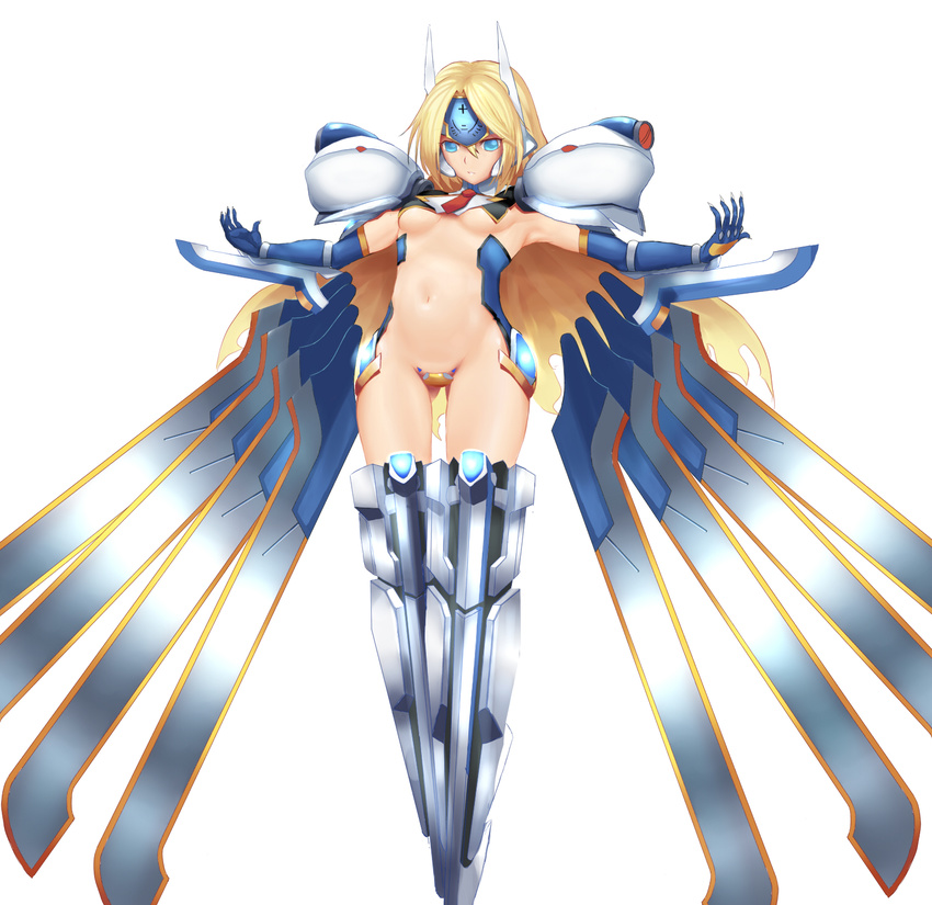 bad_id bad_pixiv_id blazblue blonde_hair blue_eyes breasts crotch_plate highres long_hair mu-12 revealing_clothes small_breasts solo tsukikanade underboob