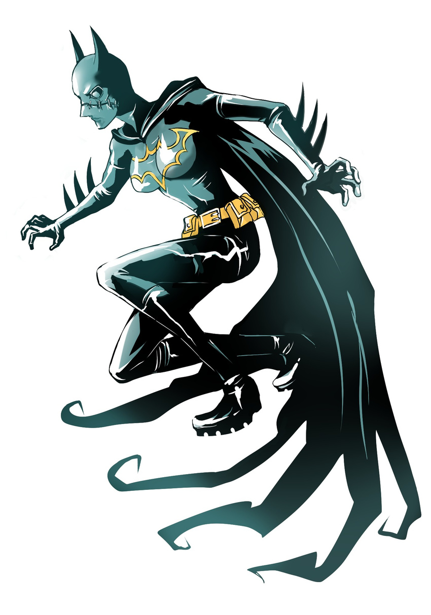 1girl batgirl batman_(series) belt bodysuit boots cape cassandra_cain dc_comics female highres mask petri solo