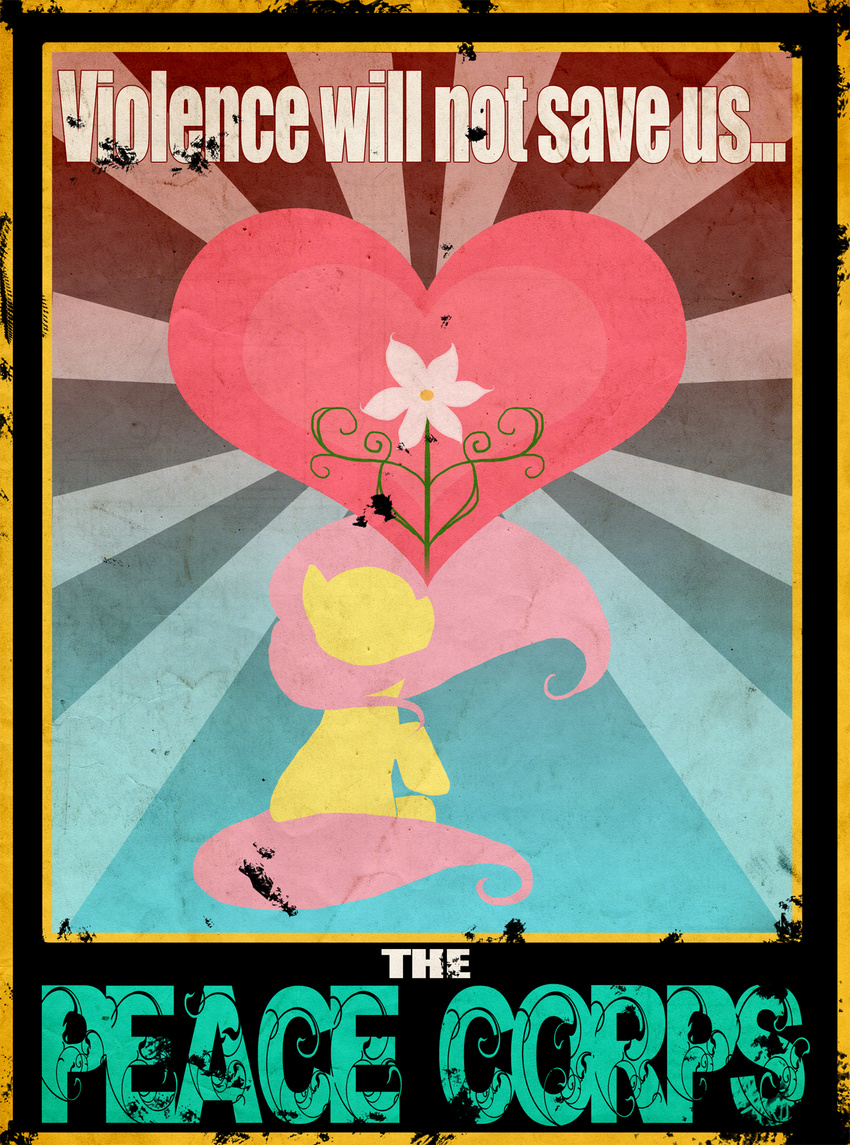 &hearts; equine female feral flower fluttershy_(mlp) friendship_is_magic hasbro horse mammal my_little_pony pegasus pony poster propaganda puzzle-of-life solo wings