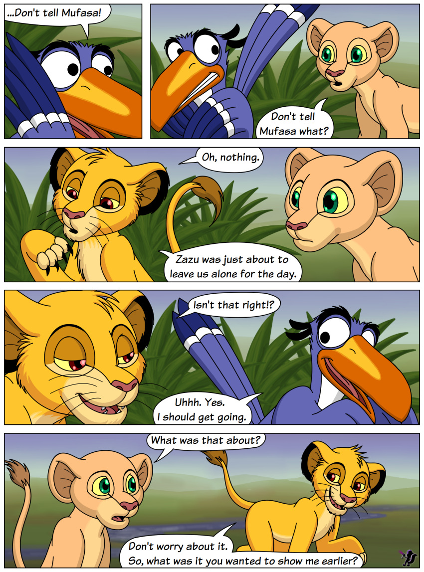 avian bird claws comic cub disney feline female feral fur lion male mammal nala pantherine simba simple_background text the_lion_king young zazu