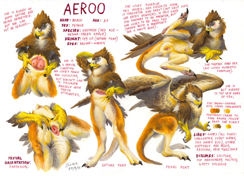 3_toes aeroo anthro avian blush breasts butt claws cloaca digitigrade english_text female feral gryphon hybrid kangaroo lying mammal marsupial model_sheet nipples nude on_side pouch presenting presenting_hindquarters pussy raised_leg roogryph scale scale_(artist) solo spread_legs spread_pussy spreading talons text wings