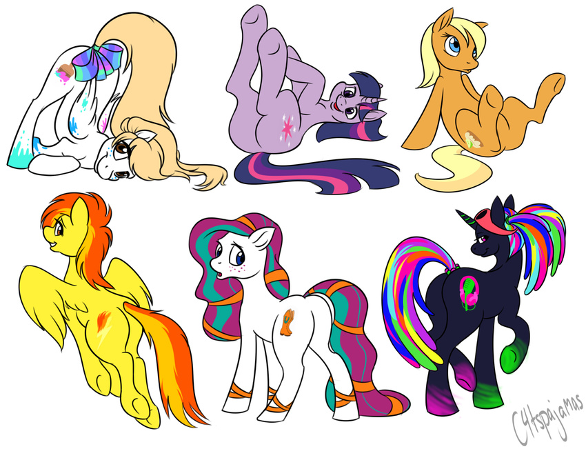 c4tspajamas cutie_mark equine female feral friendship_is_magic group hasbro horn horse mammal my_little_pony pegasus plain_background pony spitfire_(mlp) twilight_sparkle_(mlp) unicorn white_background wings wonderbolts_(mlp)