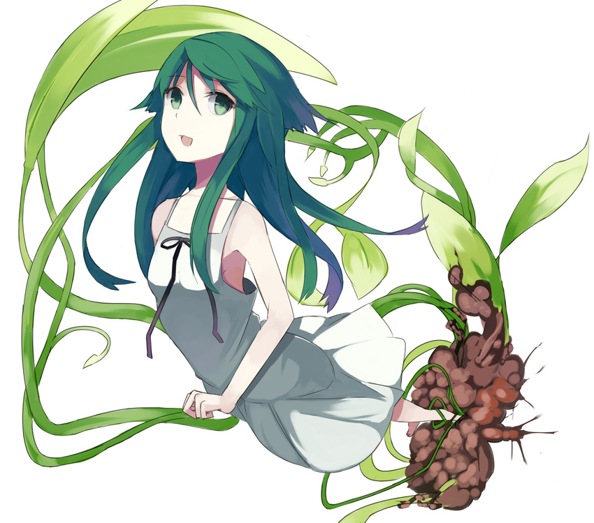 dress green_eyes green_hair long_hair nekomegane saya saya_no_uta smile solo sundress very_long_hair