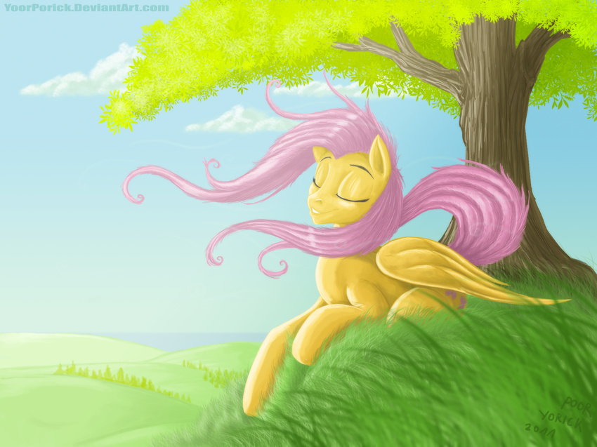 female feral fluttershy_(mlp) friendship_is_magic hasbro horse mammal my_little_pony pegasus pony poor_yorick solo wings