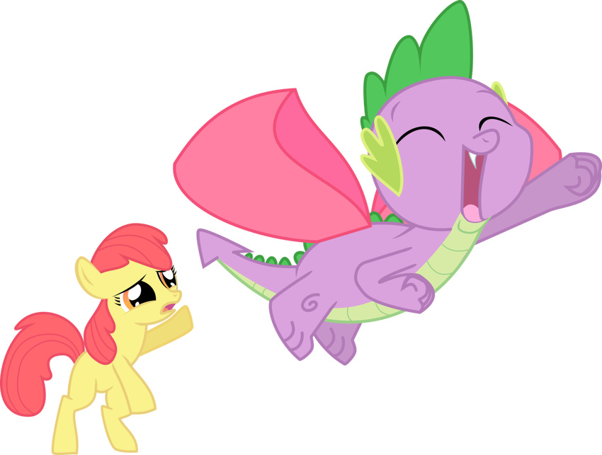 apple_bloom_(mlp) bow cub dragon equine female feral friendship_is_magic hasbro horse male mammal my_little_pony plain_background pony scalie spike_(mlp) tensaioni transparent_background young