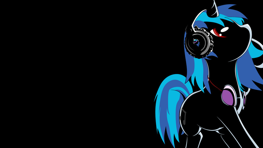 black_background braukoly cool_colors cutie_mark equine eyewear female feral flat_colors friendship_is_magic goggles hasbro horn horse mammal my_little_pony plain_background solo unicorn vinyl_scratch_(mlp) wallpaper widescreen