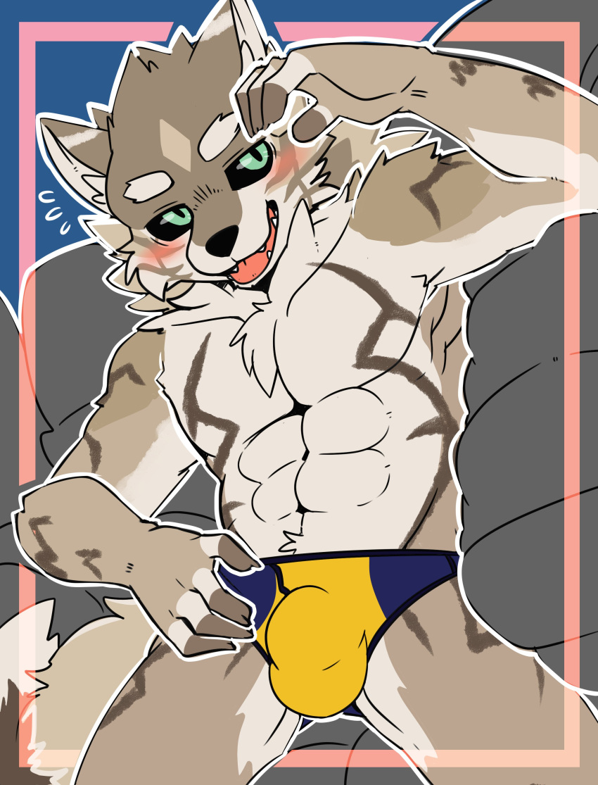 absurd_res anthro blush bulge clothing hi_res lifewonders male saku1saya seth_(tas) solo tokyo_afterschool_summoners underwear