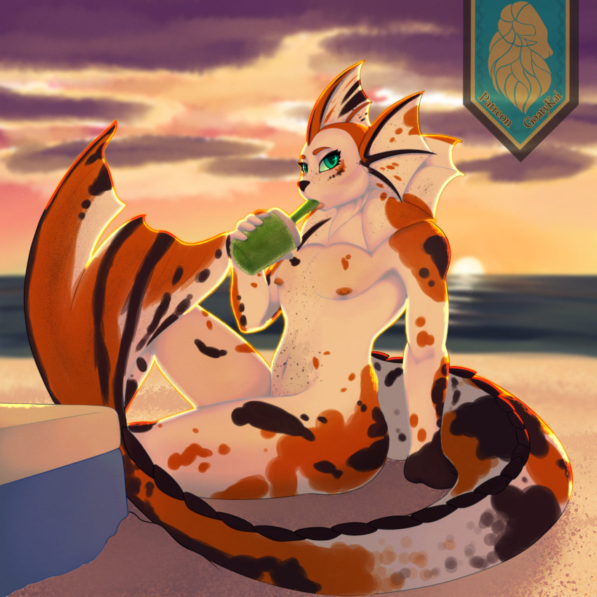 amur_carp beach beverage carp cyprinid cypriniform detailed_background eeveelution fish generation_1_pokemon goatykai hi_res invalid_tag koi male marine nintendo nude_male photo pokemon pokemon_(species) seaside sexy_eyes sunset typical_carp vaporeon