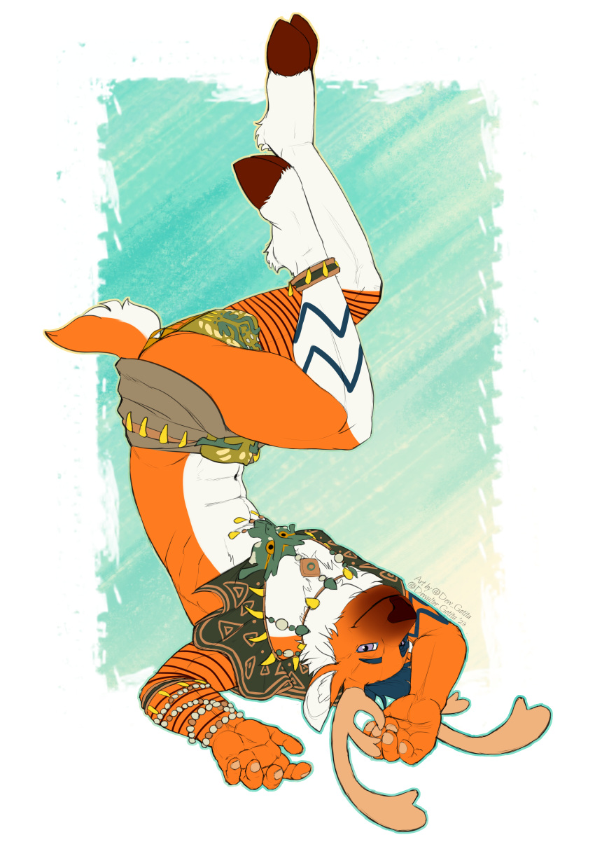 absurd_res anklet anthro bottomwear clothing deer dew_(artist) hi_res jewelry male mammal new_world_deer nintendo reindeer saturdaii_(fauxcroft) skirt solo the_legend_of_zelda