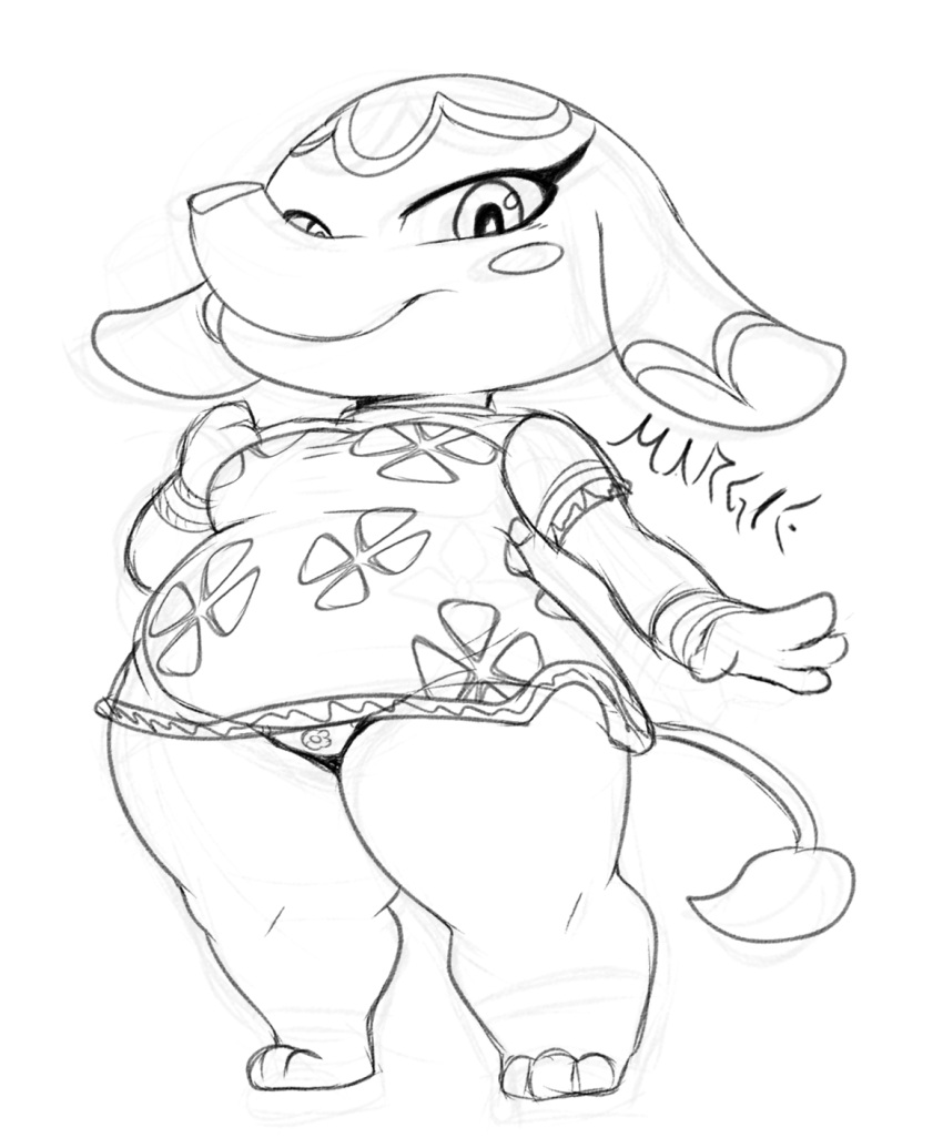 animal_crossing anthro bigdon1992 breasts clothing elephant elephantid female hi_res looking_at_viewer mammal margie_(animal_crossing) nintendo no_shoes panties proboscidean short_stack solo thick_thighs underwear