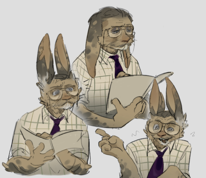 absurd_res alternate_species anthro bow_tie eyewear five_nights_at_freddy's five_nights_at_freddy's_(film) furrification glasses grey_eyes hi_res lagomorph leporid male mammal matthew_lillard mature_male rabbit scottgames solo ss0v3l william_afton_(fnaf)