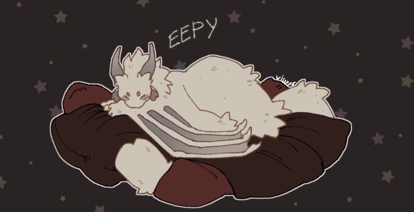 ambiguous_gender bed dragon feral fur furniture furred_dragon grey_horn hi_res horn mythological_creature mythological_scalie mythology scalie sleeping solo text viurrr white_body white_fur