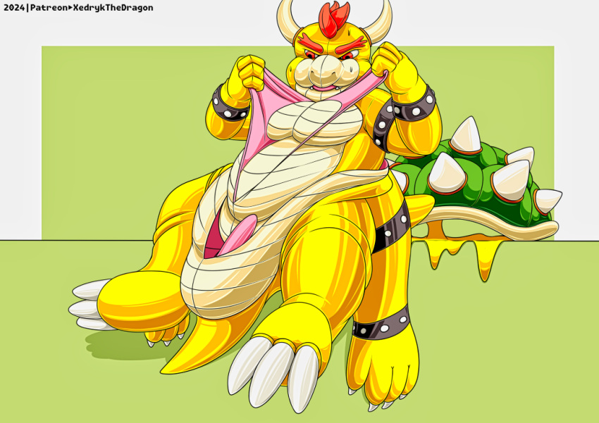 after_transformation bound bowser encasement goo_(disambiguation) koopa latex layers mario_bros mascot multilayers nintendo scalie transformation trapped xedryk zipper